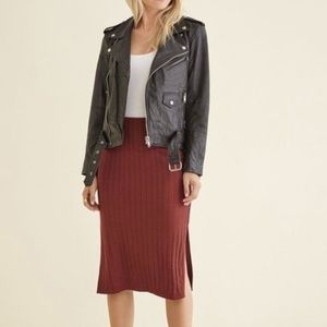 Amour Vert Burgundy Midi Skirt